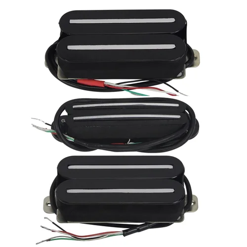 FLEOR Juego de pastillas Humbucker de doble riel para guitarra eléctrica de cerámica de 3 piezas para piezas de guitarra HSH, negro/blanco