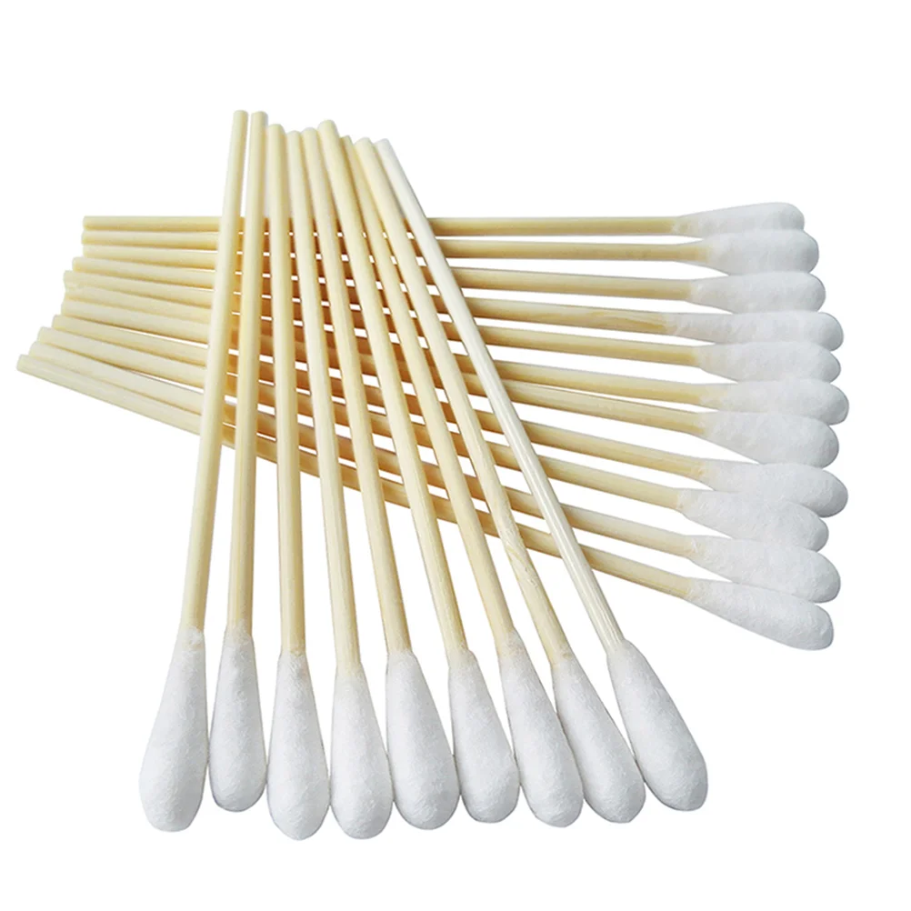 

200 Pcs Microfiber Swabs Lint Free Sponges for Cleaning Cotton Stick Wooden Single Head