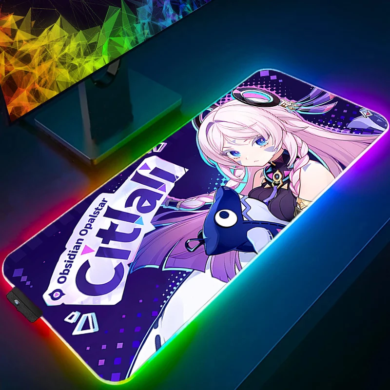 

LED Mouse Pad Office Computer Desk Mat Genshin Impact Citlali Table Keyboard Pad RGB Laptop Carpet Accessories Gaming Mousepad