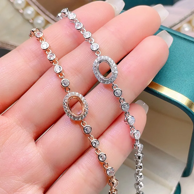 Dazzling Gemstone Bracelet Setting for Jewelry Shop 925 Silver Bracelet with 3 Layers 18K Gold Plating Jewelry DIY Supplier