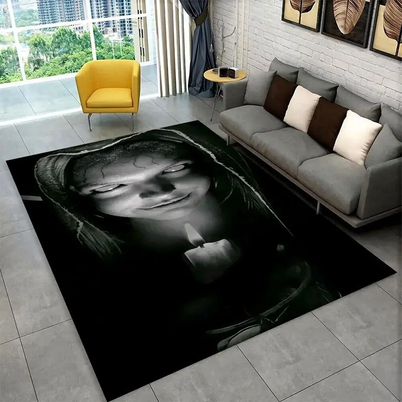 Terrifying Ghost Demon Skull Gothic Large Area Rug Non-slip Carpet for Bedroom Living Room Sofa Doormat Home Decor Floor Mat