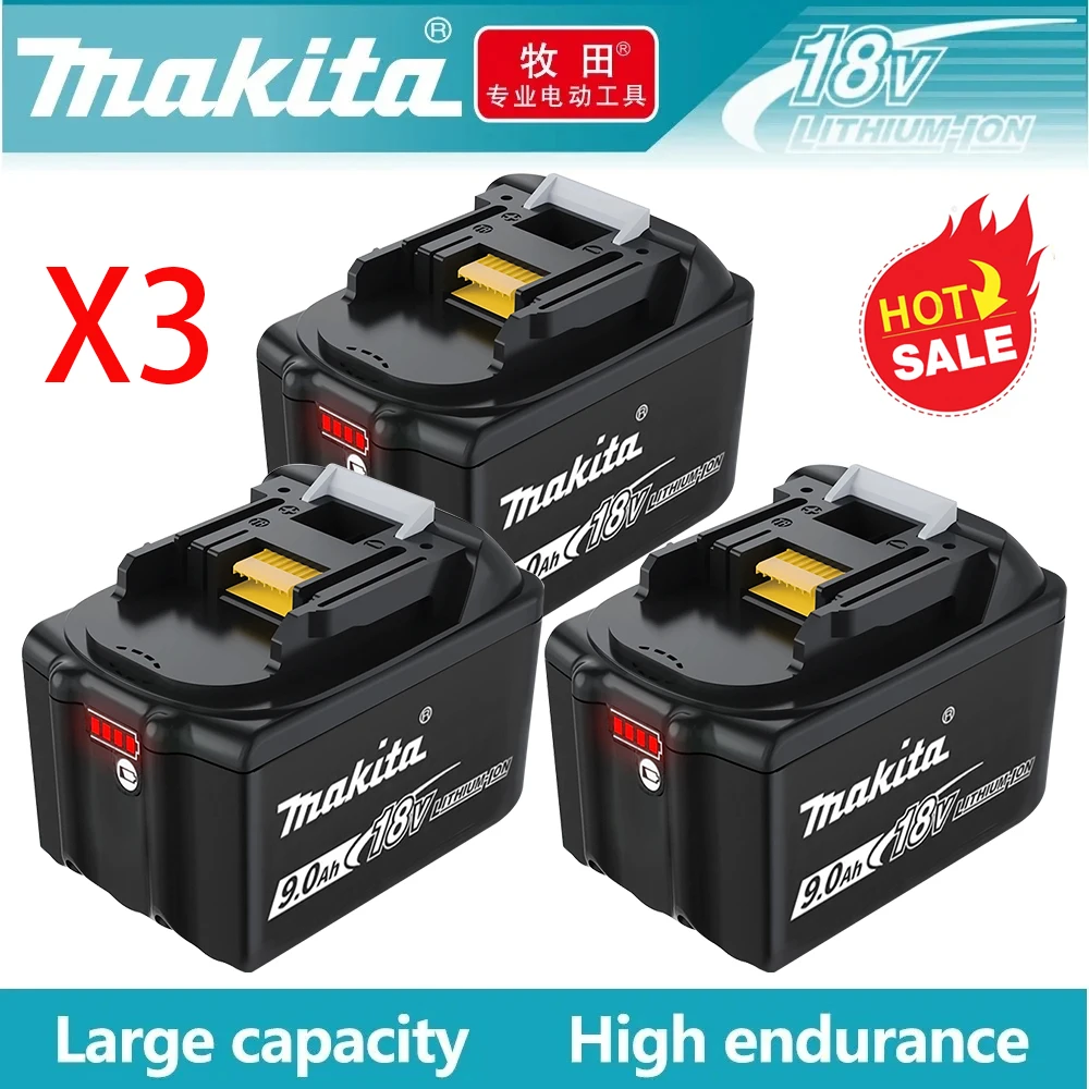 

Makita-batería de litio Original de 18V, 9A, 3A, 6A, BL1830B, BL1850B, BL1850, BL1840, BL1860, BL1815, 2024 mejorada