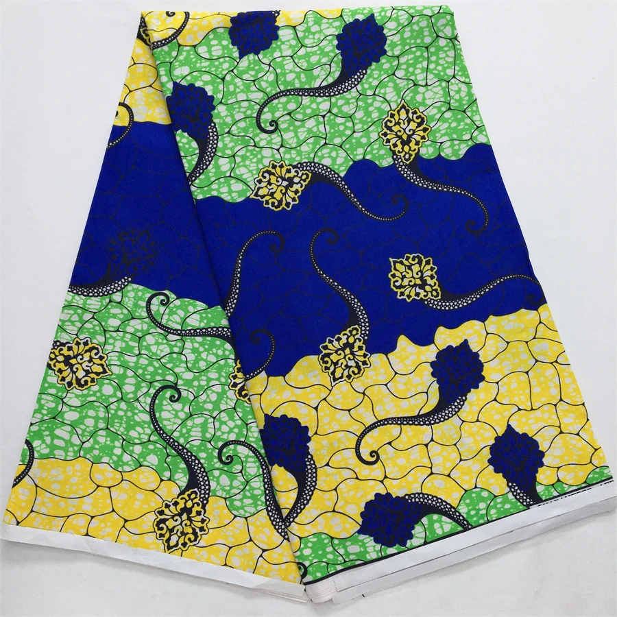 2024 High Quality Real Ankara Wax Lace fabric Nigerian Prints Fabric Ghana Style Latest Polyester 6 Yards for Women Party Dress