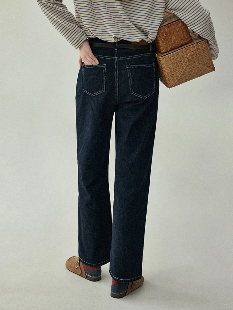 High Waist Straight Leg Jeans Casual Loose Leg Pants Slimming Effect AMUU North Island Vintage Denim Casual Long Trousers