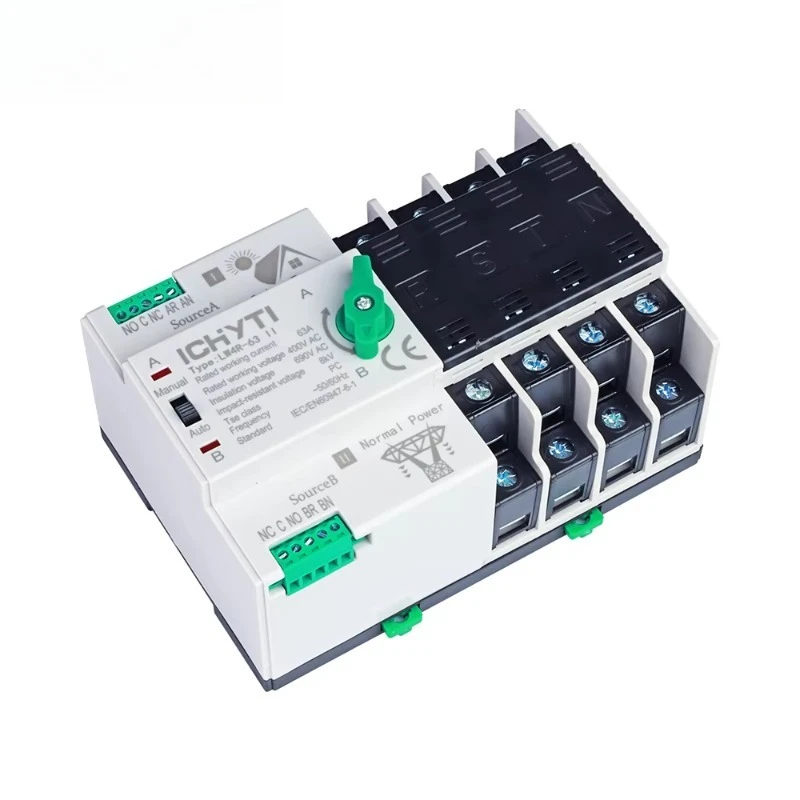 Dual Power 2/3/4 Pole Electronic 2 Phase Automatic 220V Transfer Switch