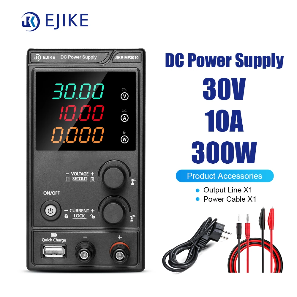 

EJIKE Регулируемый ток MF3010 30 В 10 А Лабораторный верстак Источник питания постоянного тока 110US Plug 220 В Вилка европейского стандарта Цифровой дисплей