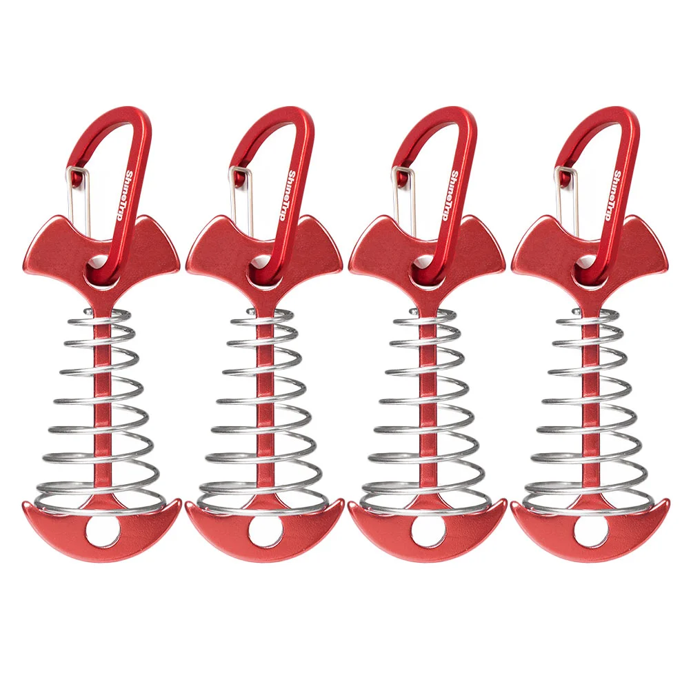 4 Pcs Fishbone Spring Hook Portable Tent Pegs Securing Stakes Floor Nail Aluminum Camping Alloy Ground Hooks