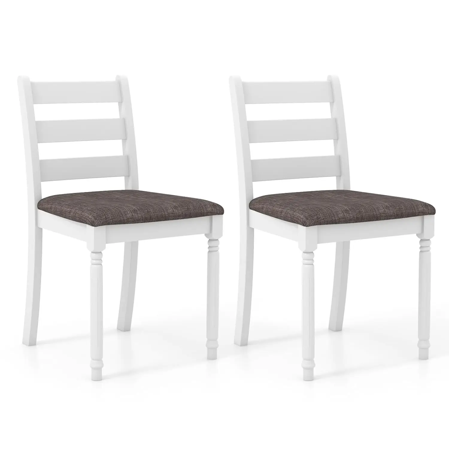 

Modern Upholstered Dining Chair Set with Padded Cushions Acacia Wood Legs Kitchen Living Room White Set of 2 Customized