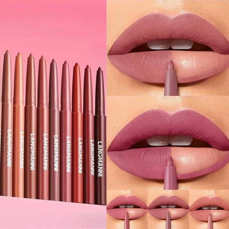 12 Color Lip Liner Pencil Matte Red Plumping Lip Contour Lipstick Nude Brown Lipstick Pen Natural Lasting Smooth Lipliner Makeup