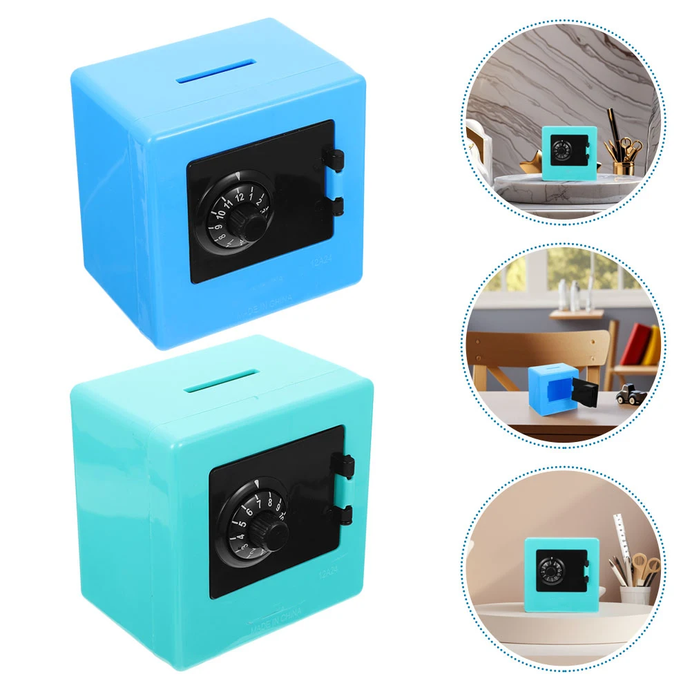 

2pcs Mini Safe For Password Unlock Money Box Spacious Coin Bank Storage Cash Saving Box Top Slot Strongbox For