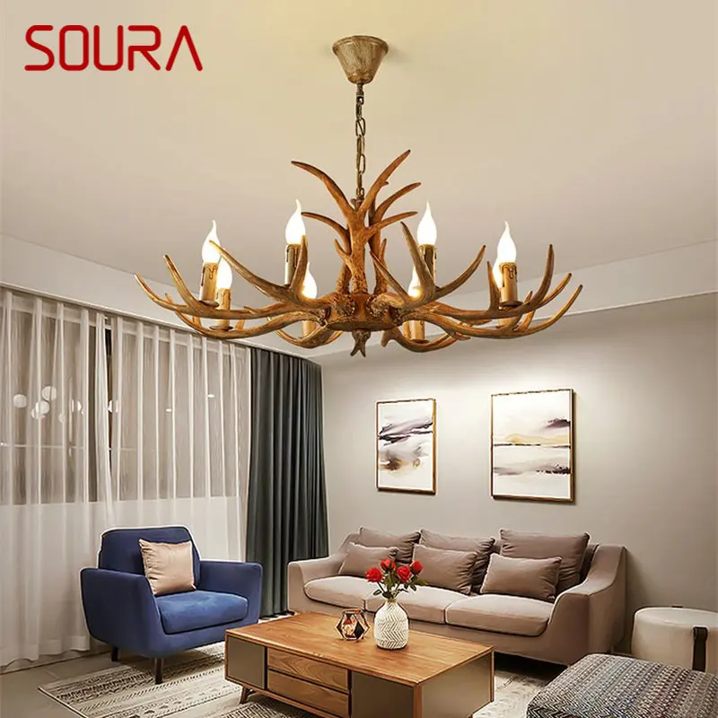 

SOURA Modern Led Chandelier Creative Antler Hanging Pendant Lamp for Home Dining Room Aisle Decor