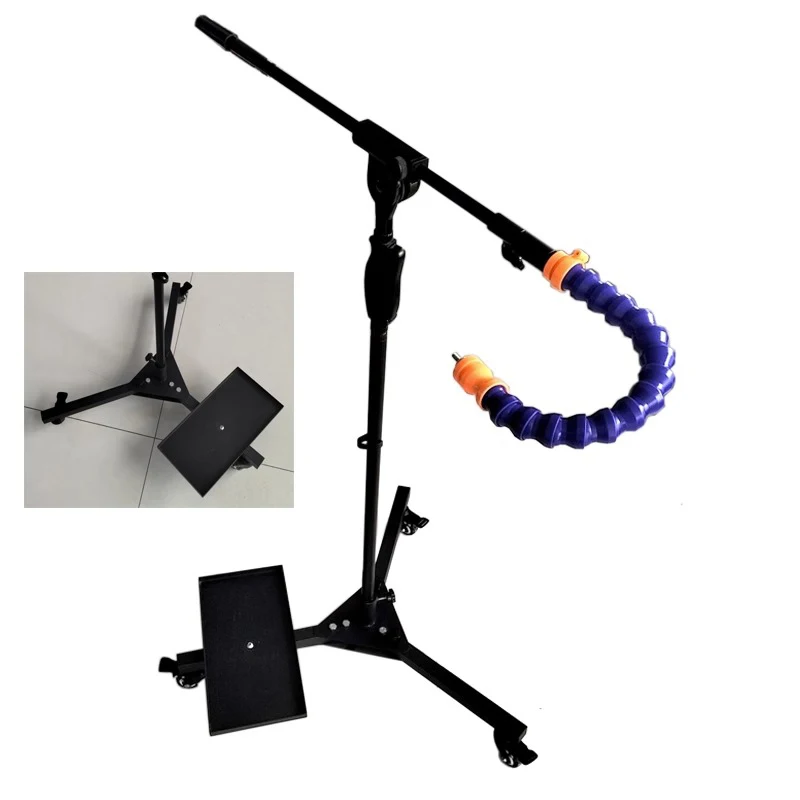 

Car dent repair tool, mobile floor stand with wheels, universal joint tube, three-color adjustable headlight pit detection