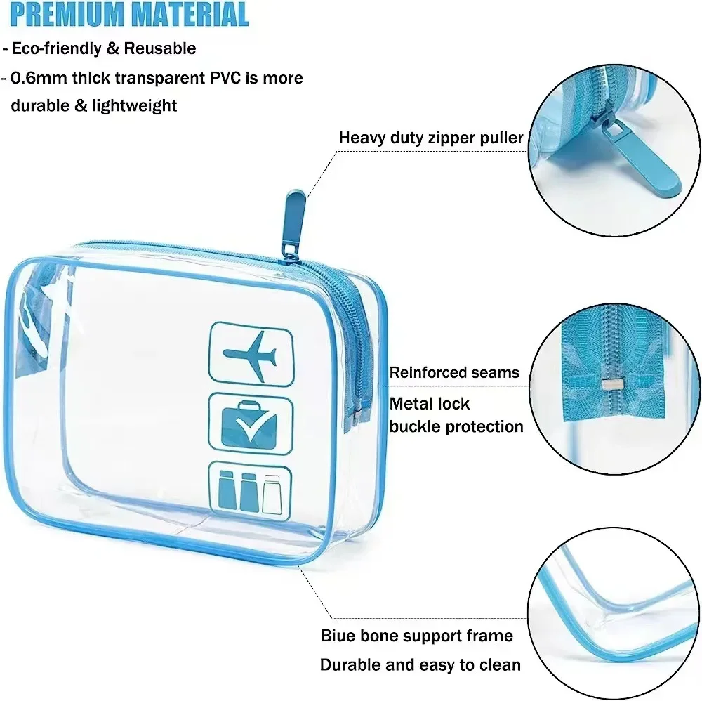 Hot Selling Transparent Zipper Storage Bag for Vacation Business Travel Airport Portable Outdoor Bathroom Makeup Bag