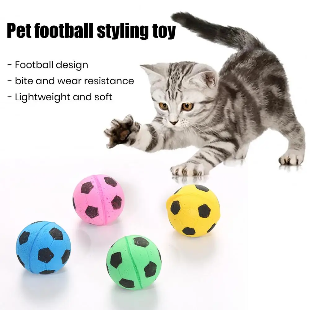 Cat Toy Ball Interactive Kitten Chew Toys Football Shape Bouncy Balls Bite-Resistant Cats Ball Toy Promotes Exercise Plaything