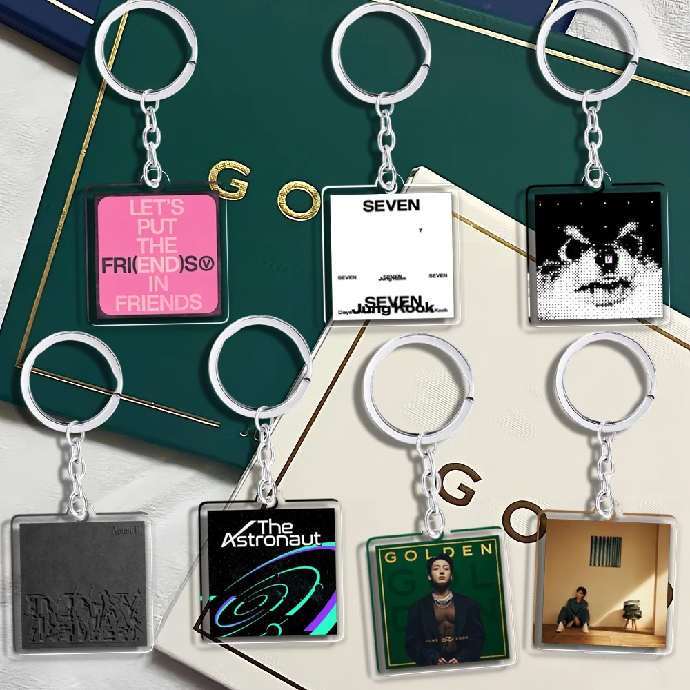 Acrylic Txt Kpop Keychain SOLO GOLDEN Album LAYOVER Agust D FACES INGIDO Key Ring Teahyungkimv Teakook Kpop Accessories Merch