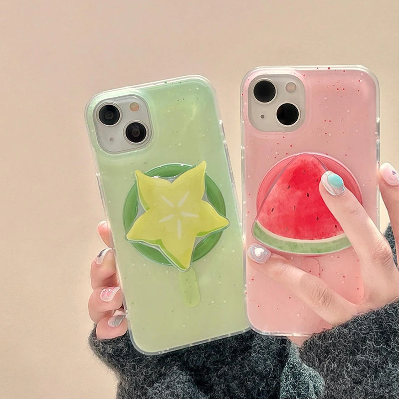 

Корейский симпатичный мультяшный магнитный держатель с фруктами, держатель-подставка для телефона Tok ptogrik, держатель для iPhone 15 13, для планшета Magsafe Smart Tok