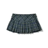 Summer Mini skirts for woman vintage korean fashion plaid skirts for women y2k skirts pleated green plaid skirts preppy style - Image 5