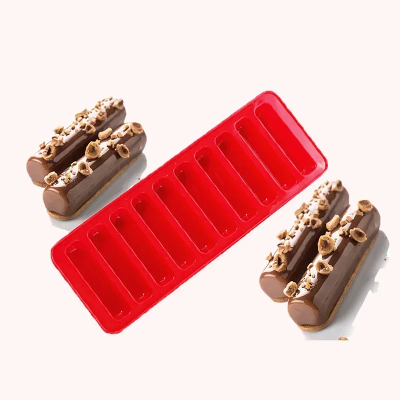 10 Holes Silicone Forms Long Strip Finger Biscuit Silicone Mold Oven Cake Puff Ice Cube Mould Tray Bakeware DIY Baking Tools