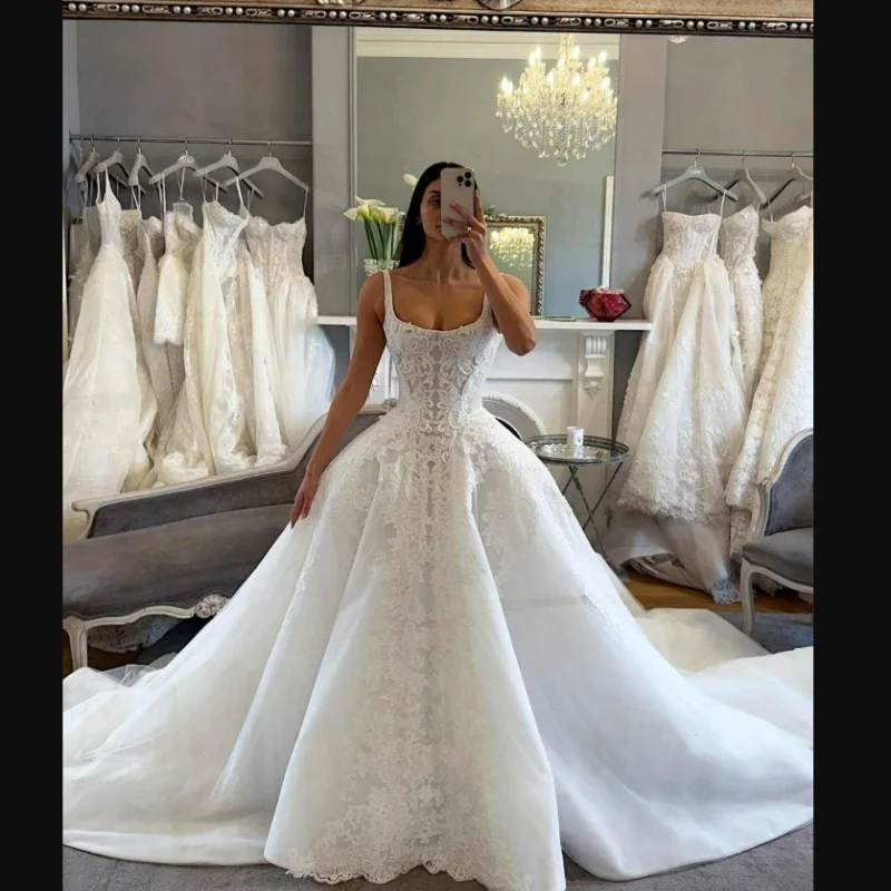 Robe De mariée personnalisée en dentelle, col rond, manches longues, superbe Robe De mariée longueur thé, Vintage, afrique