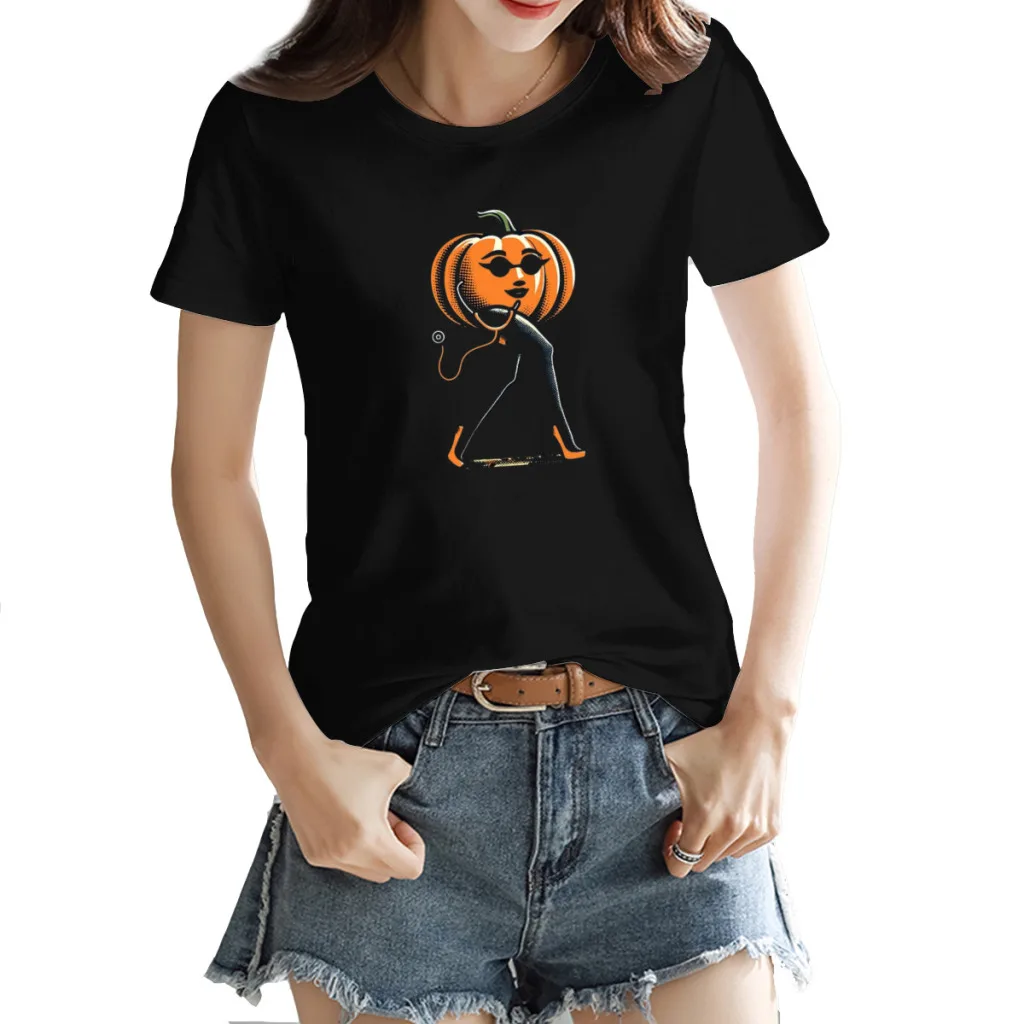 

Funny Pumpkin Nurse Geriatric Nurse Women's Printed Short Sleeve T-Shirt, Harajuku Style, New Summer Top