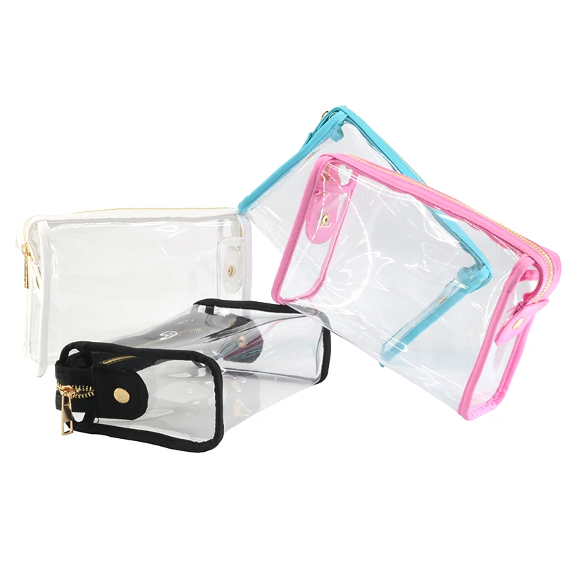 New PVC Transparent Nylon Waterproof Cosmetic Bag for Women Clear Make up Bag Pouch