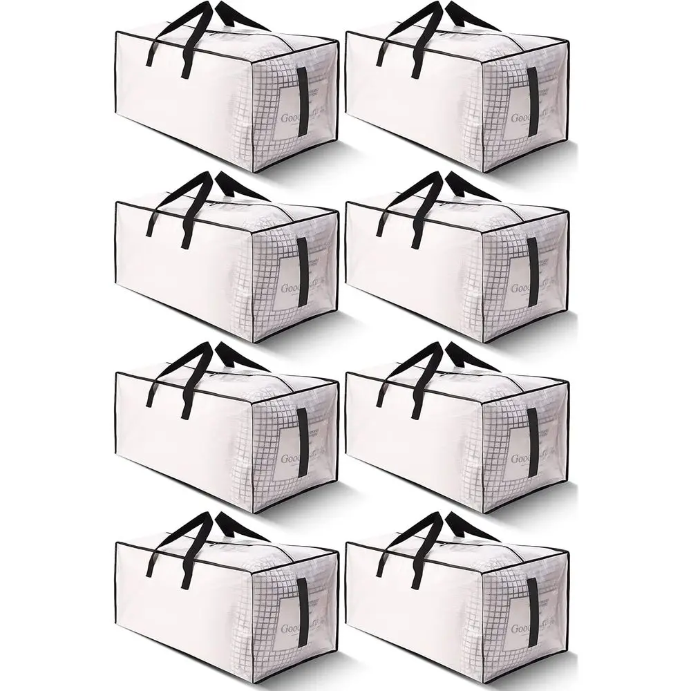 

Набор из 8 больших прочных водонепроницаемых сумок для переезда с молниями и ручками - полупрозрачные контейнеры для хранения, экономящие место