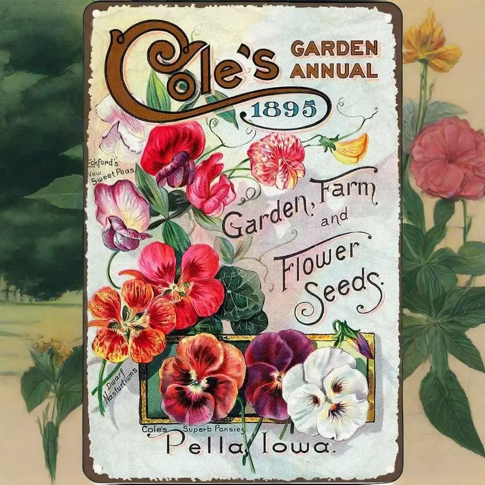

Wall Art，BloomHeritage Vegetable & Flower Seeds Sign - Rustic Retro Design - Perfect Wall Art For Kitchens, Gardens & Living Are