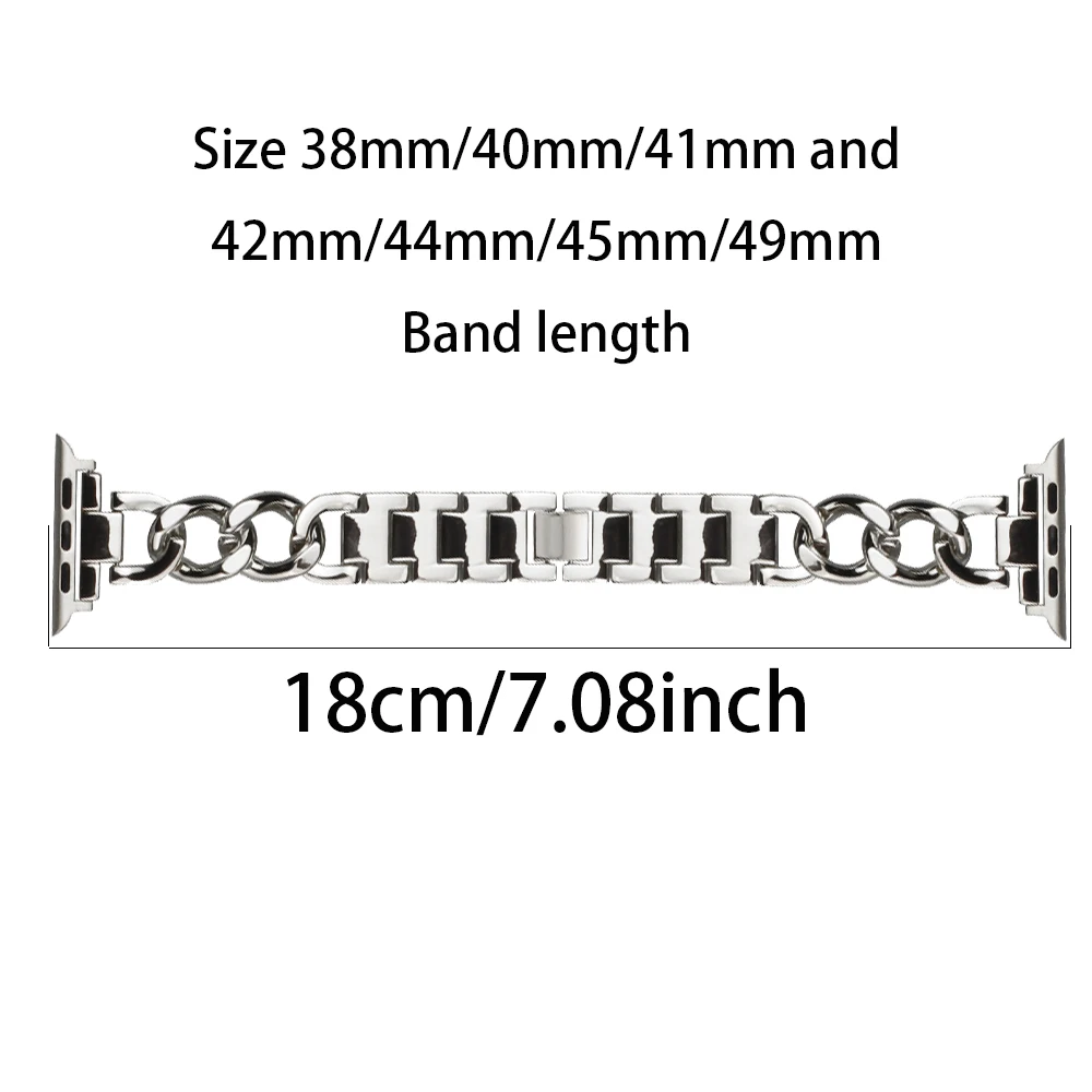 Strap For Apple Watch Band 9 8 7 41mm 45mm 40mm 44mm Stainless Steel Metal Link Bracelet iWatch Ultra 49mm 6 SE 5 4 Accessories