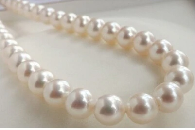 

AAA 9-10MM PERFECT WHITE ROUND SOUTH SEA PEARL NECKLACE 17.5INCH Factory Wholesale price Women Gift word Jewelry