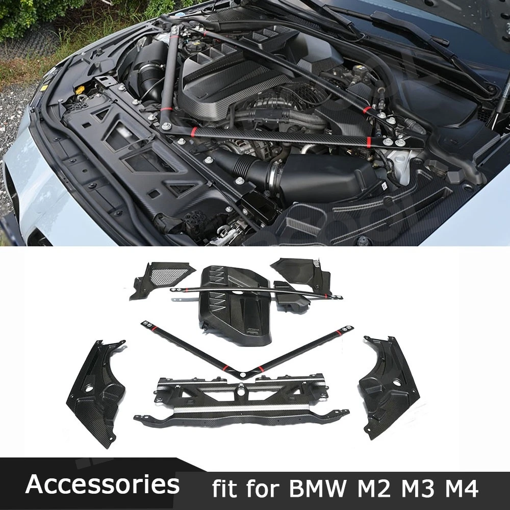 

For BMW M2 M3 M4 G87 G80 G81 G82 G83 2021+ Dry Carbon Fiber Inner Engine Hood Cover Trimr Body Kits