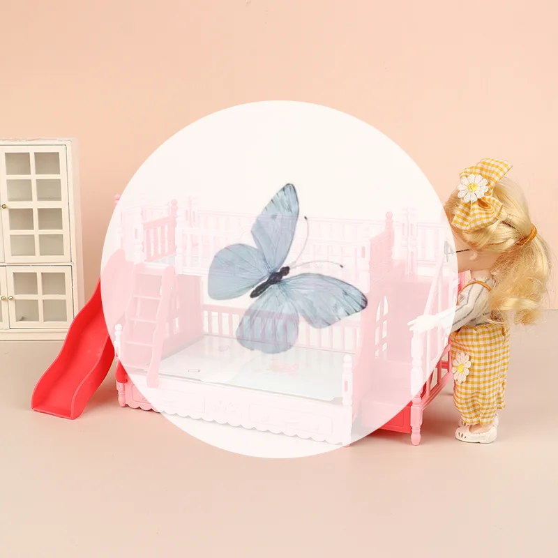 

Dollhouse Simulation Bedroom: Adorable Mini Princess Bunk Bed With Slide, Fine Crafted Furniture Accessories