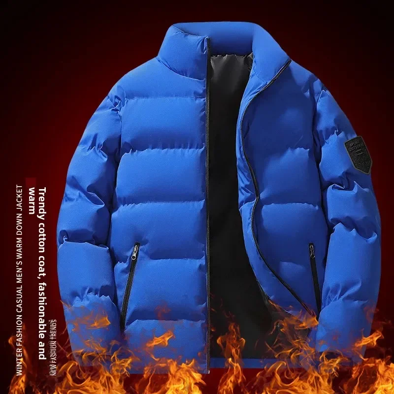 Jaket Katun Musim Dingin Tebal Pakaian Luar Kasual Pria Mantel Hangat untuk Remaja Pakaian Kasual Serbaguna untuk Pasangan Jaket Berlapis Katun