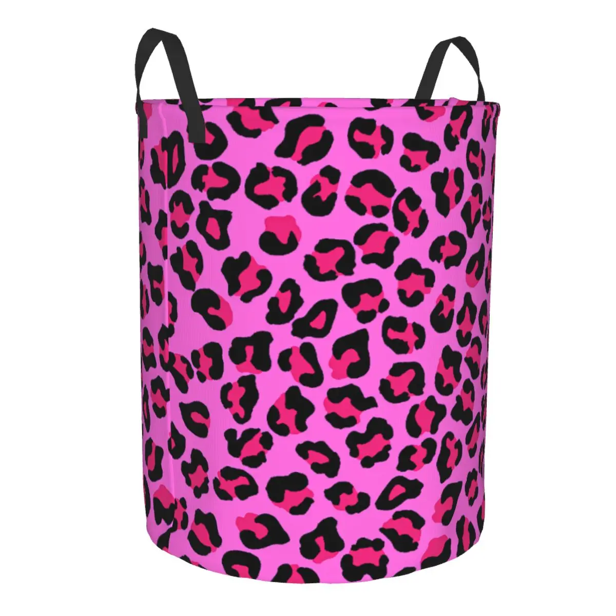 Custom Leopard Cheetah Seamless Pattern Laundry Basket Foldable Animal Skin Print Spots Clothes Toy Hamper Storage Bin for Kids