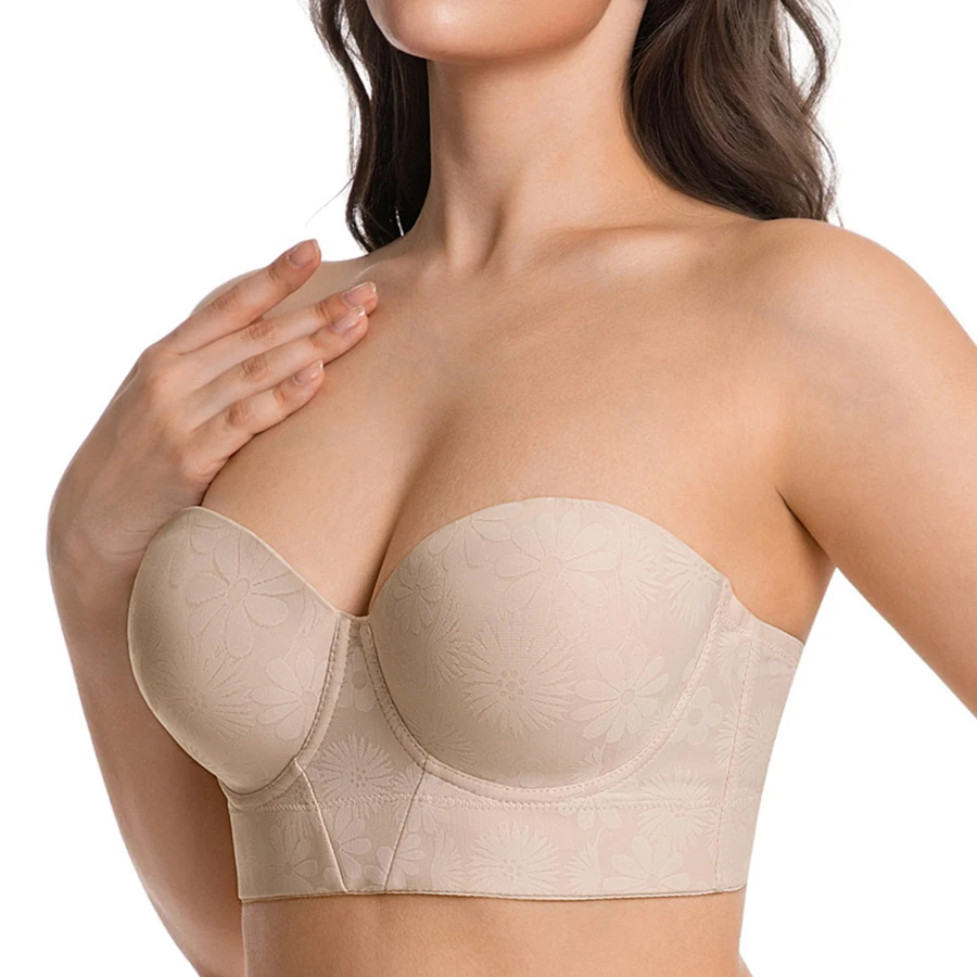 

Womens Multi Way Strapless Bra Anti Slip Underwear Female Half Cup Convertible Lingerie 34 36 38 40 42 44 46 B C