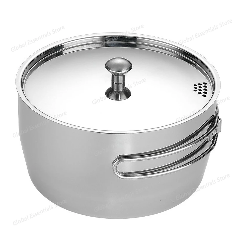 

Thickened Composite Stainless Steel Outdoor Camping Soup Pot, Boiling Water Portable Picnic Pot, Cooking Utensils