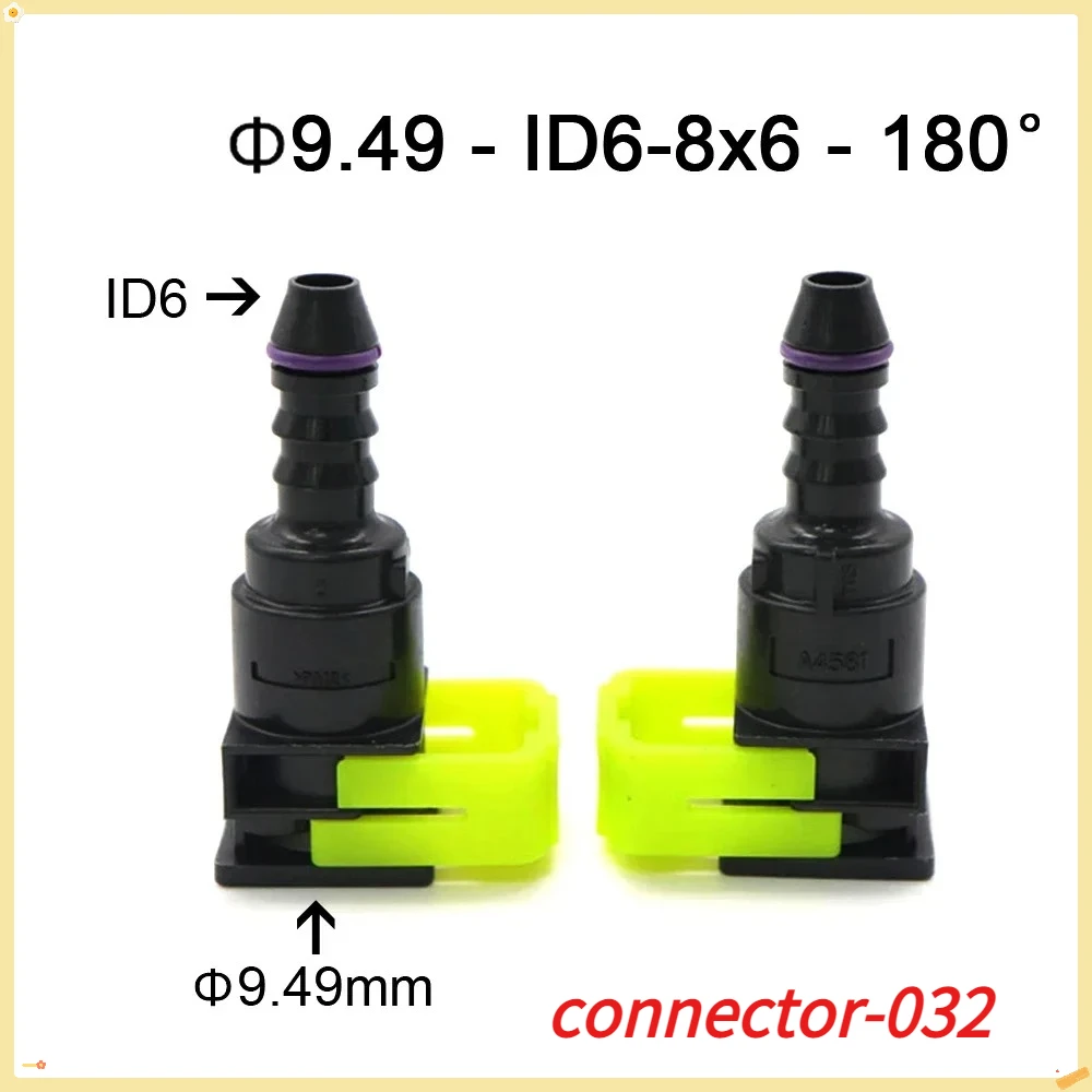 2pcs Car Fuel line quick connector 180 degree SAE Fuel pipe joint plastic fittings High Quality For 9.49mm ID6 8x6