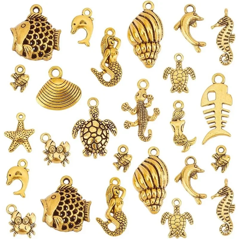 

Подвески в стиле океанской тематики, 90 шт., металлические подвески в виде рыбы, антикварные Подвески в виде морских существ, подвески в виде морских животных, морских звезд, ракушек