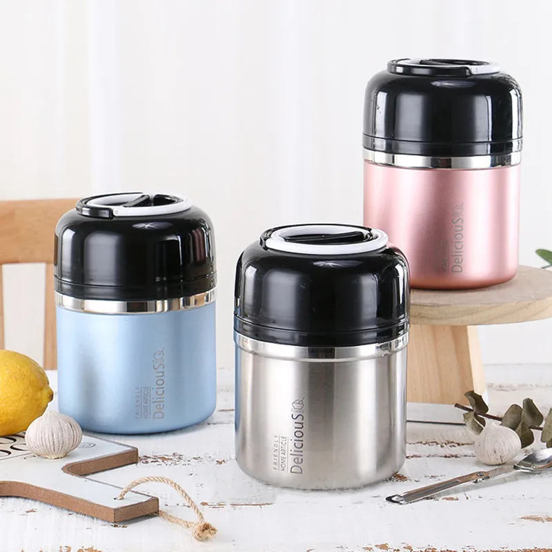 High Quality Double Stainless Steel Thermal Lunch Box Long-term Insulation Office School Food Storage Container Bento food 