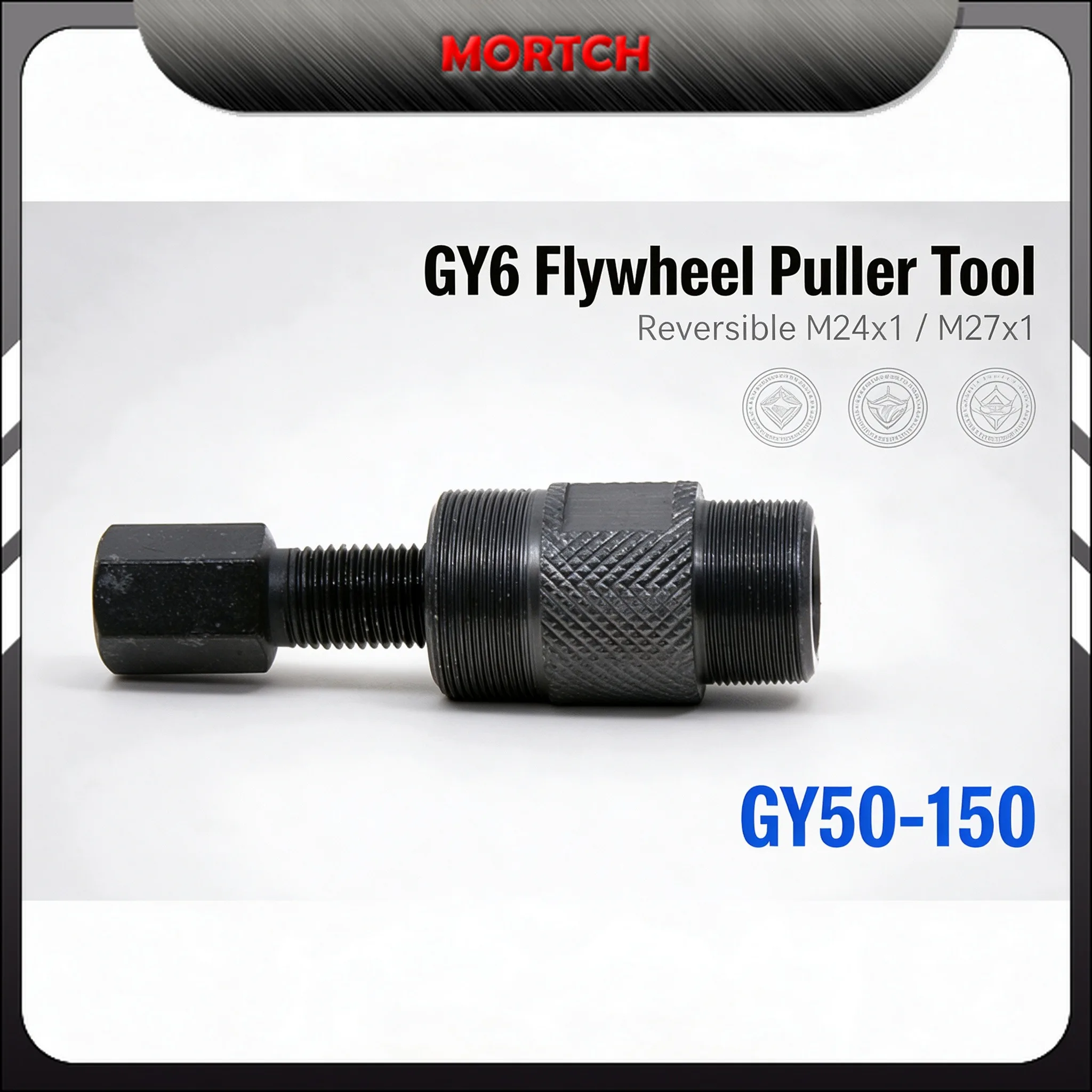 For GY6 Flywheel Puller Tool M24x1 M27x1 Reversible Magneto Rotor Remover 50cc 125cc 150cc Scooter Quad ATV