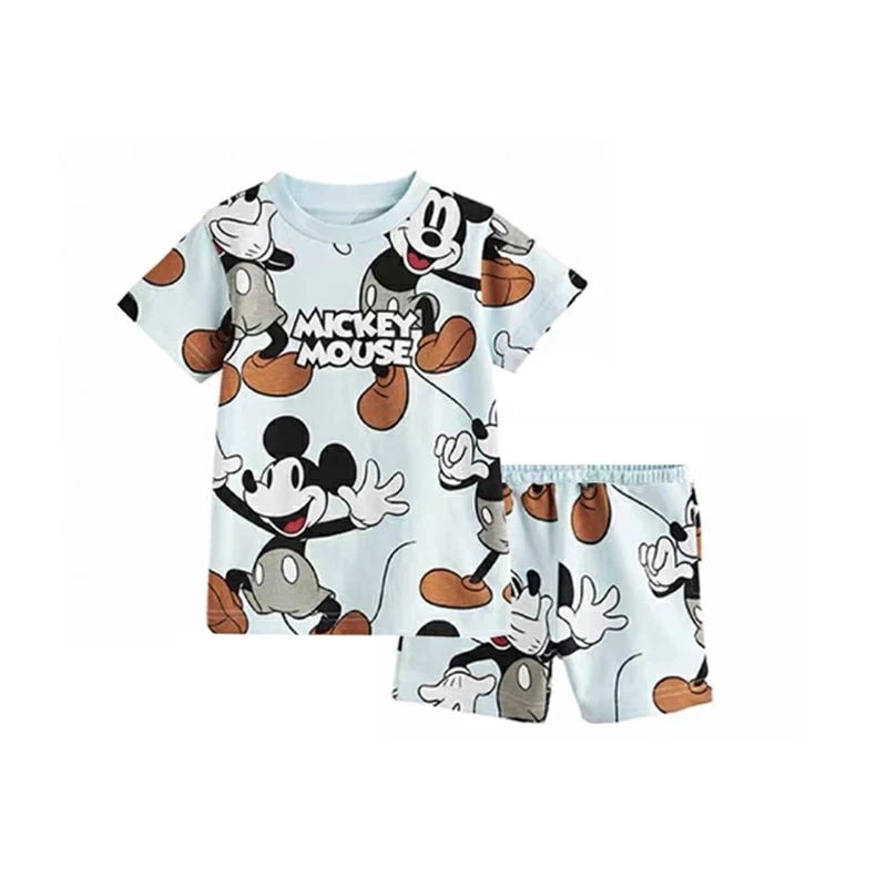 Donald Duck Full Print T-Shirt Shorts 2-delige Set Kids Korte Mouw Outfit Zomerkleding Nieuwe Schattige T-Shirts Cartoon Shorts Voor Baby