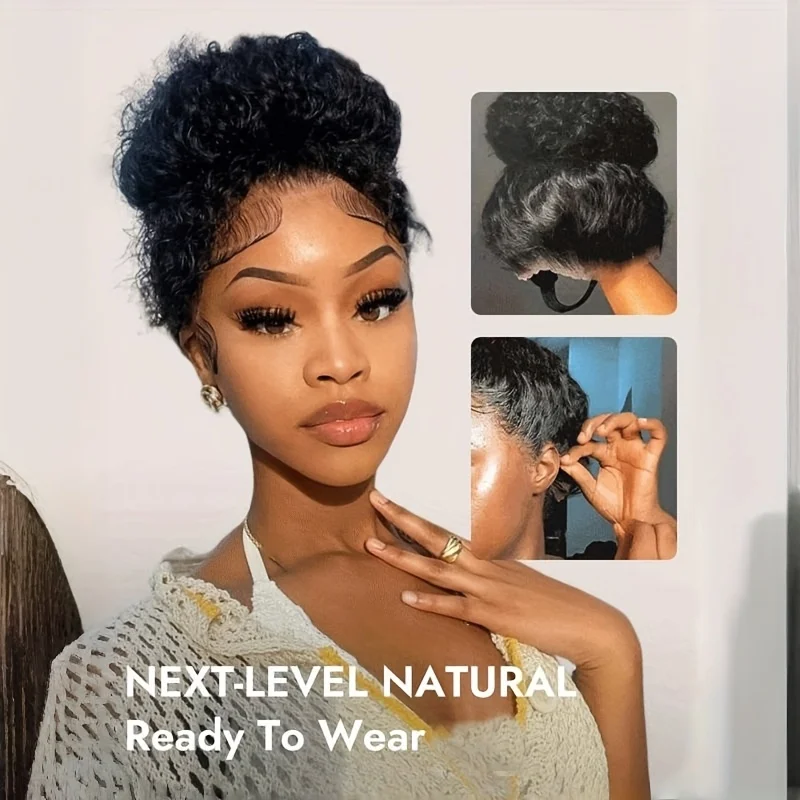Lafino 250 Density HD Invisi Strap 360 Full Lace Frontal Kinky Curly Wig 40 inch Human Hair Drawstring Snug Water Wig Glueless image 6