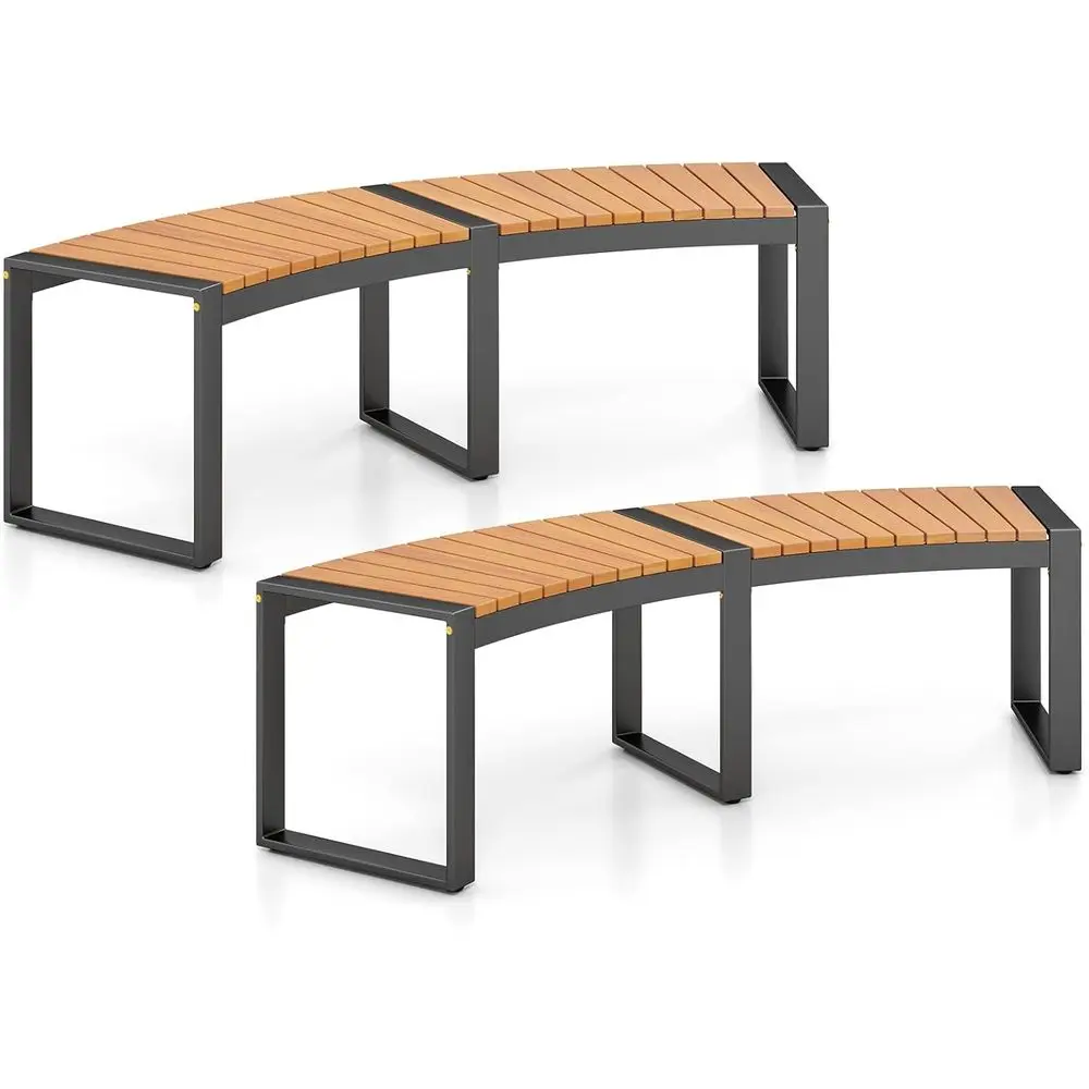 

Садовая скамья из акации с изогнутой спинкой и металлическими ножками, выдерживающая до 360 кг