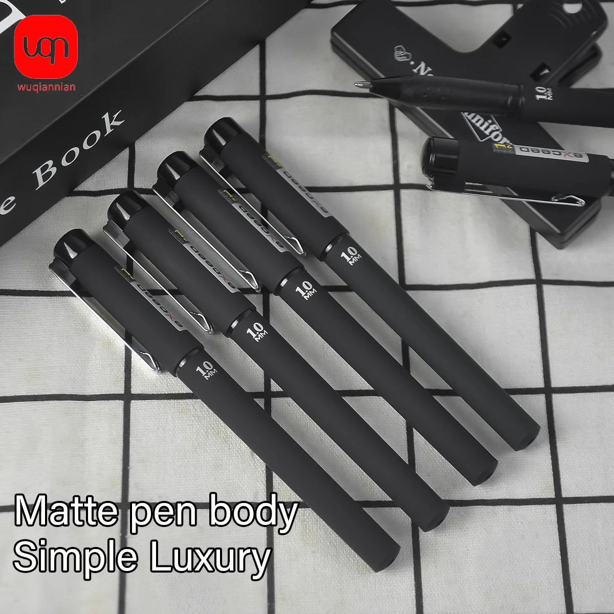 

WQN-4/8/12PCS Fashionable Black Neutral Pen 1.0mm Tip, Black Ink, Smooth Writing, School Stationery, Office Supplies