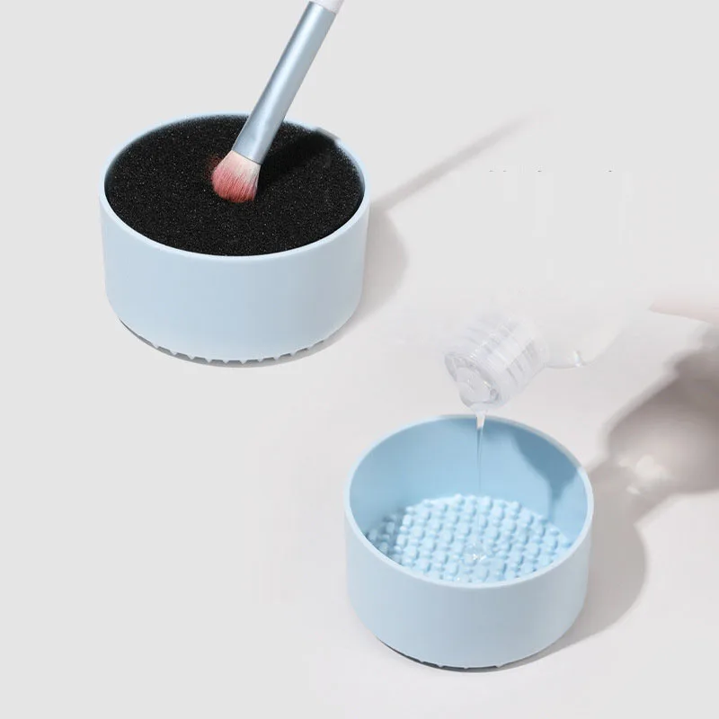 Escova de maquiagem limpador esponjas escova cosmética secagem lavagem sombra remoção de cor portátil caso de limpeza beleza ovo tigela de limpeza