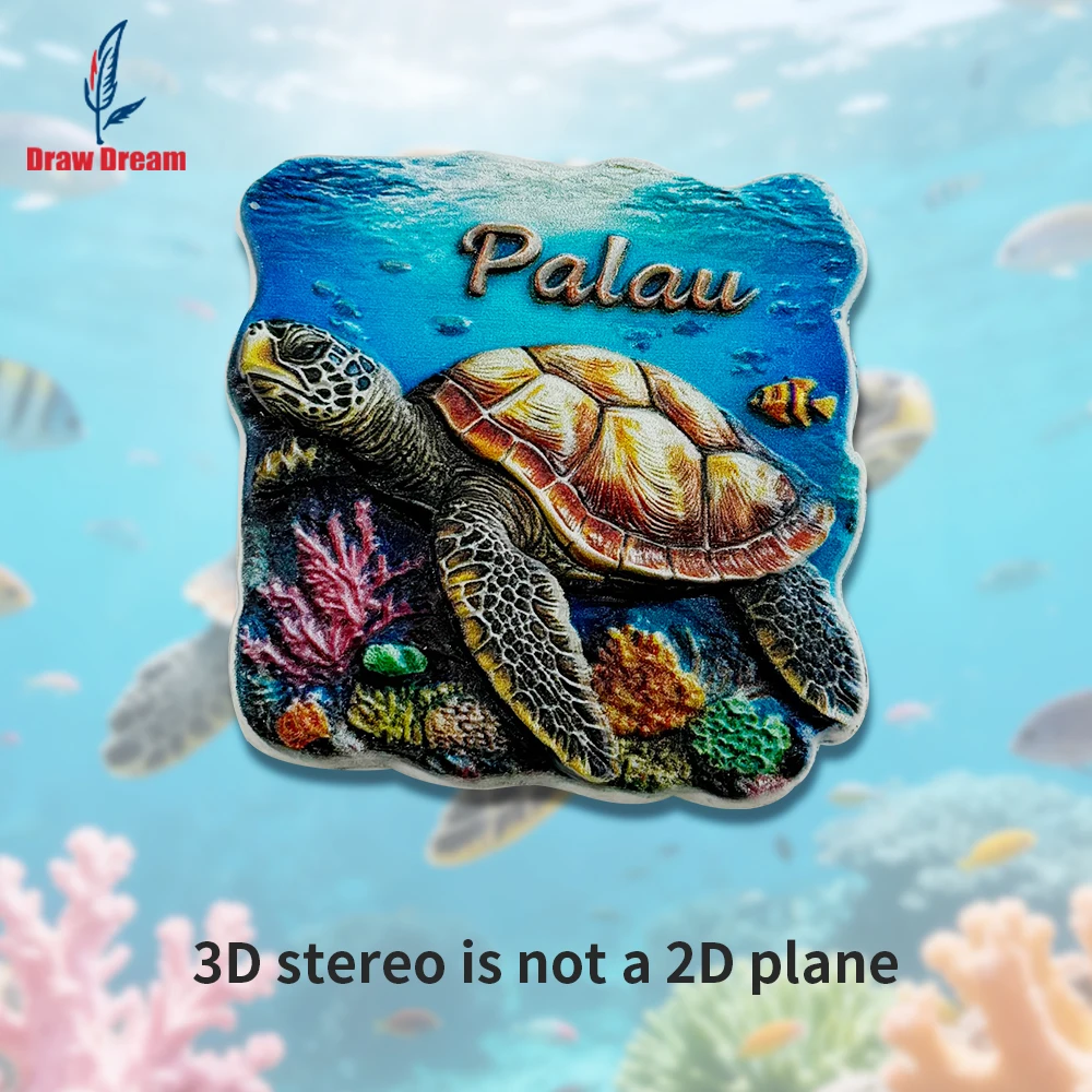 Imán Creativo 3D Estereoscópico de Tortuga Submarina de Palau, Recuerdo de Viaje, Decoración para el Hogar