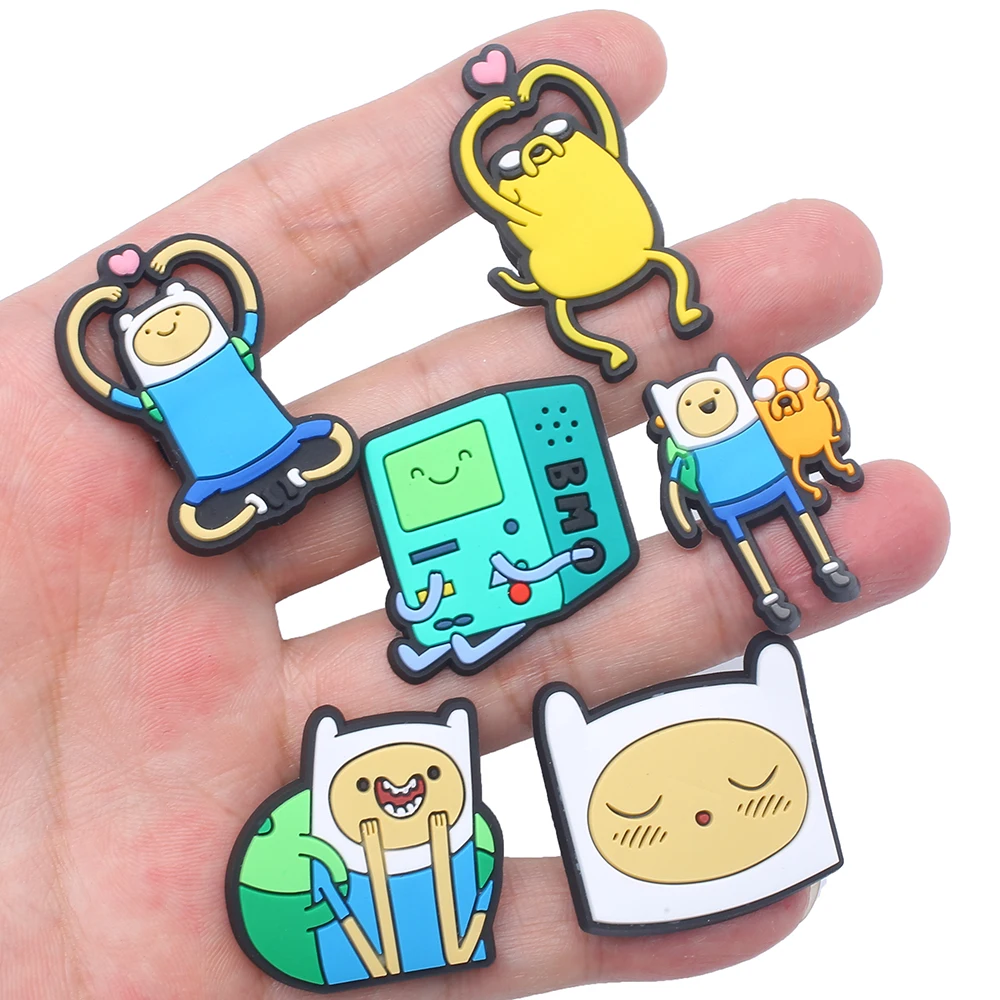 Single sale 1pcs Cute Adventure Time series shoe Charms Shoe Accessories Decorations Fit Wristband Party Present