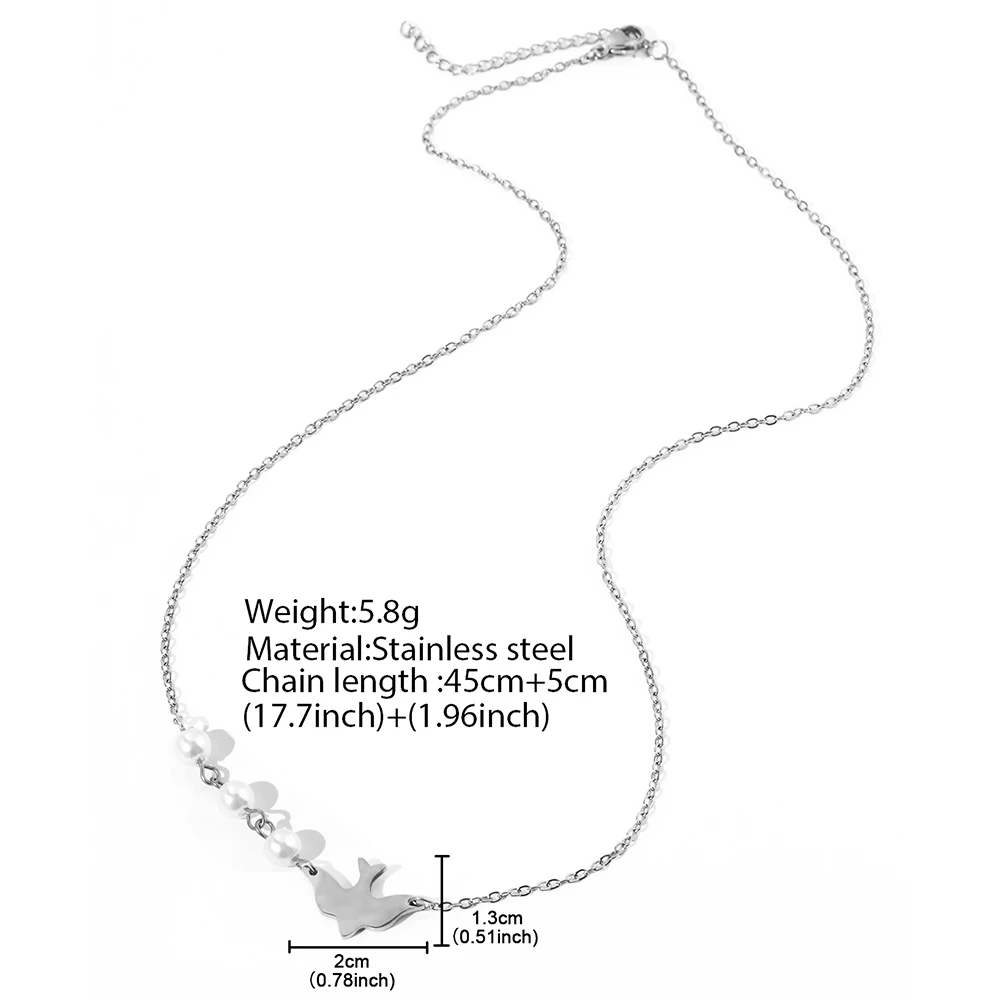 Stainless Steel Necklaces Boho Dove of Freedom and Peace Pendant Chain Simple personality Necklace For Women Jewelry Party Gifts