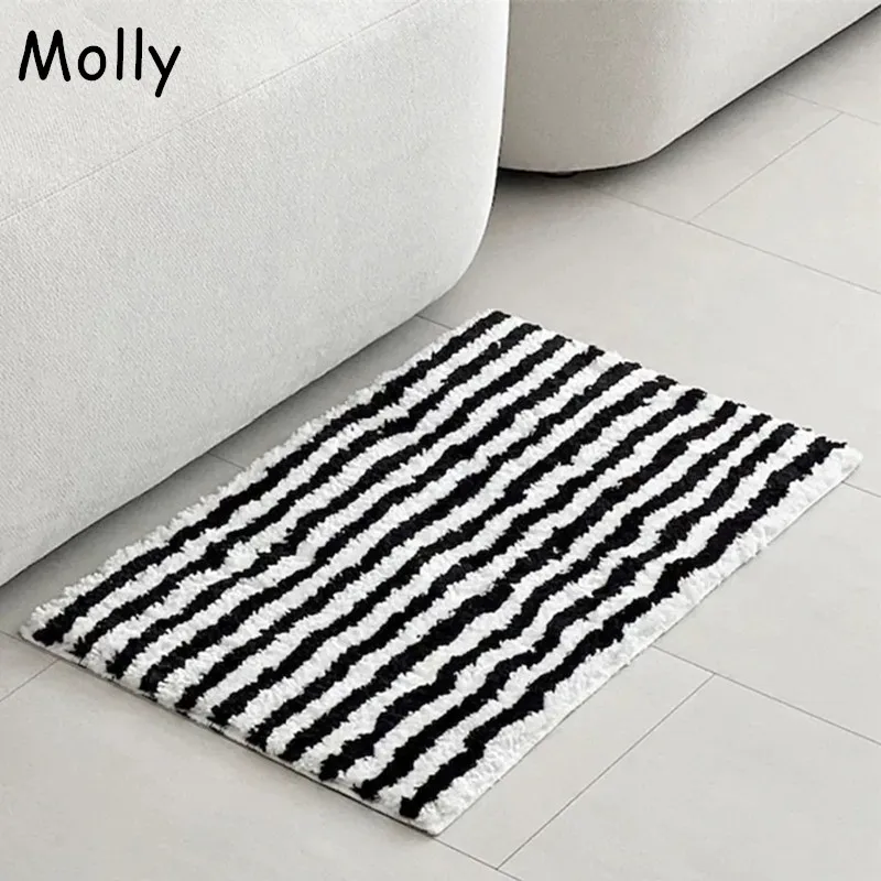 40x70cm Flocking Bath Mat Anti-slip Absorbent Bathtub Foot Pad Entrance Doormat Tufted Bedroom Bedside Floor Mat Home Decor