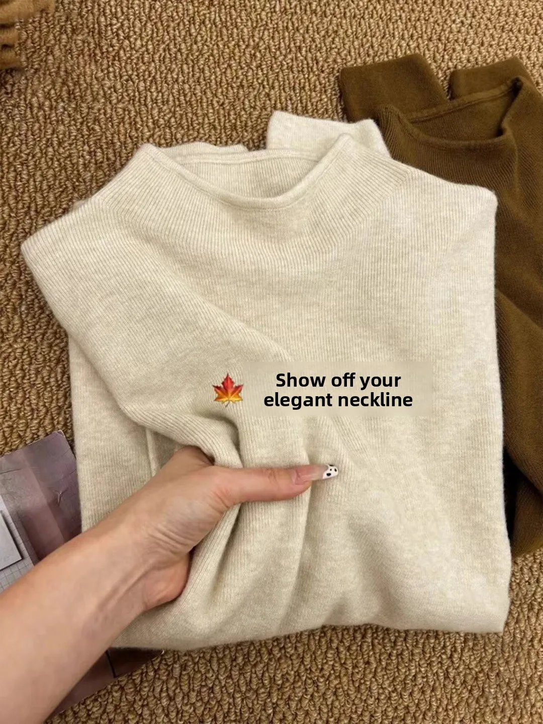 

e Вязаная длинная основа Sve irt Женская осенне-зимняя одежда с высоким воротником Внутренняя одежда Luxury Sensation Slim Fit Soft Moda...