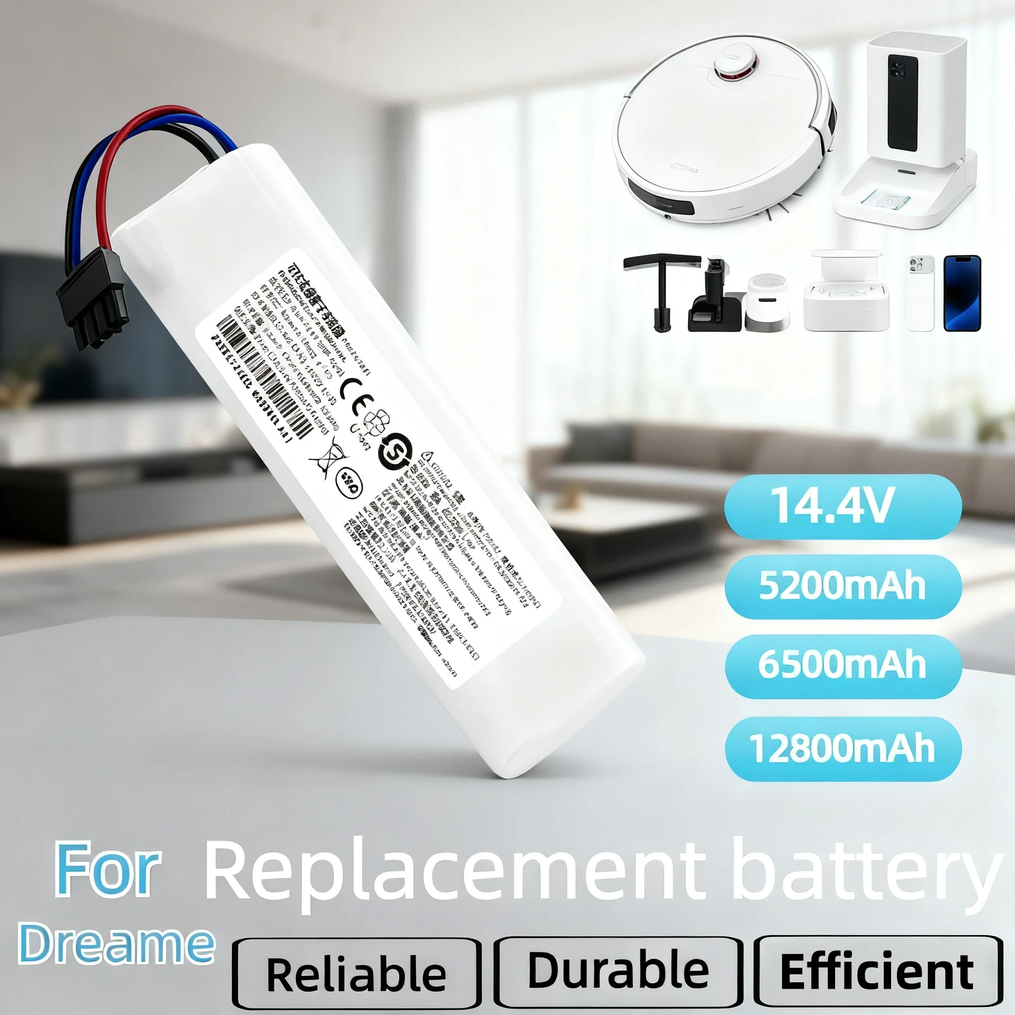 🎆 Сменный аккумулятор P2008-4S2P-MMBK 14,4 В, 12800 мАч для Xiaomi Mijia Mi, робот-пылесос 1T 🎆